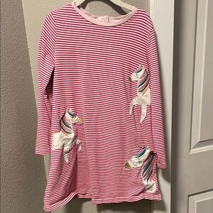 Joules Pink Striped Unicorn Dress